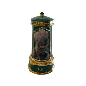 Thomas Kinkade Seaside Reflections Porcelain Lighthouse Trinket Music Box New